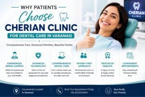 Over the years, Cherian Clinic has earned a strong reputation for delivering reliable, patient-focused dental care in Varanasi. From routine checkups to advanced dental procedures, the clinic focuses on providing safe, comfortable, and result-oriented treatment.